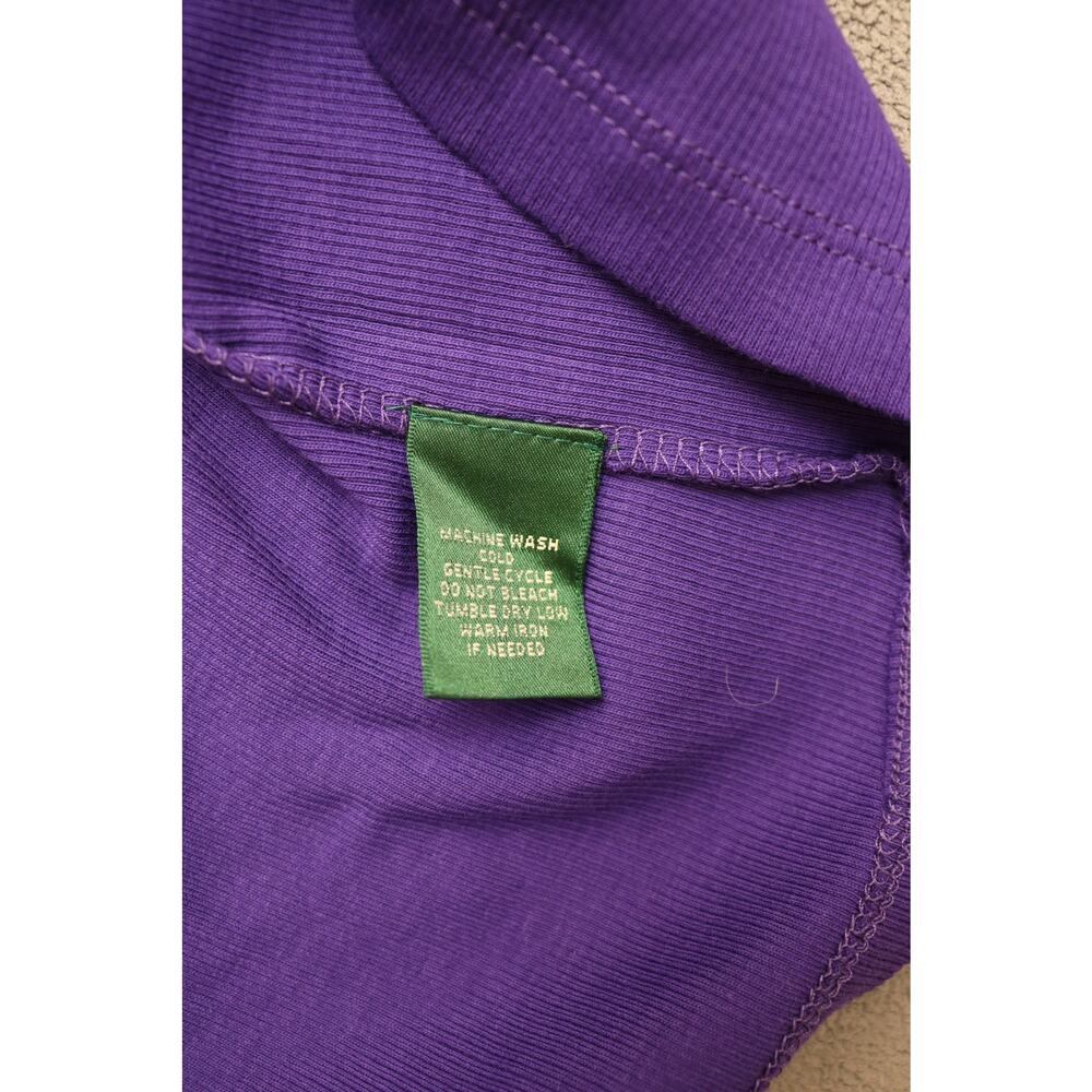 LAUREN RALPH LAUREN Shirt Womens XL Purple Long Sleeve Ruffle Collar Texture - Picture 11 of 12